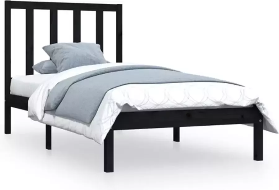 VidaXL -Bedframe-massief-grenenhout-zwart-100x200-cm - Foto 4