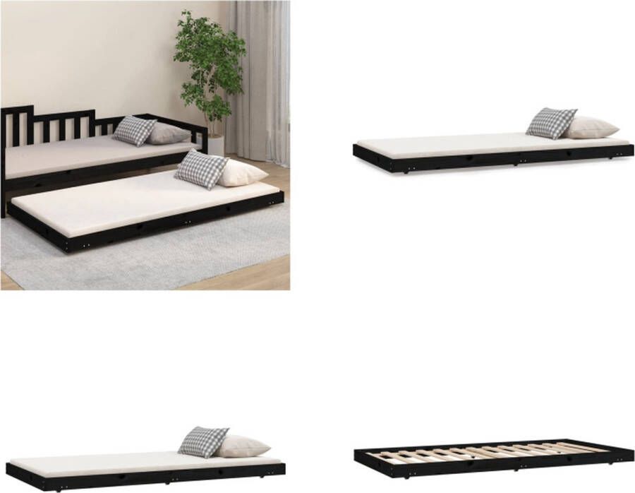VidaXL Bedframe massief grenenhout zwart 100x200 cm Bedframe Bedframes Eenpersoonsbed Bed - Foto 2