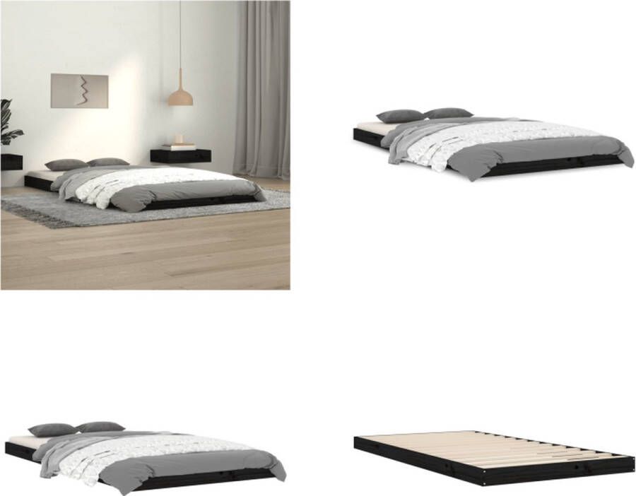vidaXL Bedframe massief grenenhout zwart 100x200 cm Bedframe Bedframes Eenpersoonsbed Bed