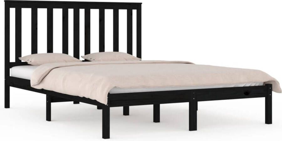 VidaXL -Bedframe-massief-grenenhout-zwart-120x190-cm-4FT-Small-Double