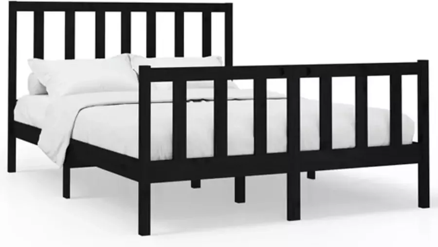 VidaXL -Bedframe-massief-grenenhout-zwart-120x200-cm - Foto 3