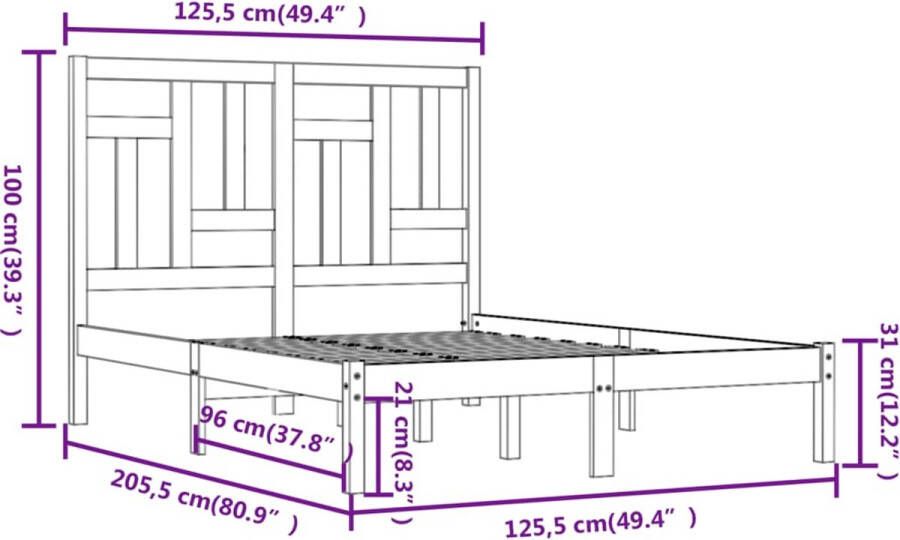 VidaXL -Bedframe-massief-grenenhout-zwart-120x200-cm - Foto 4