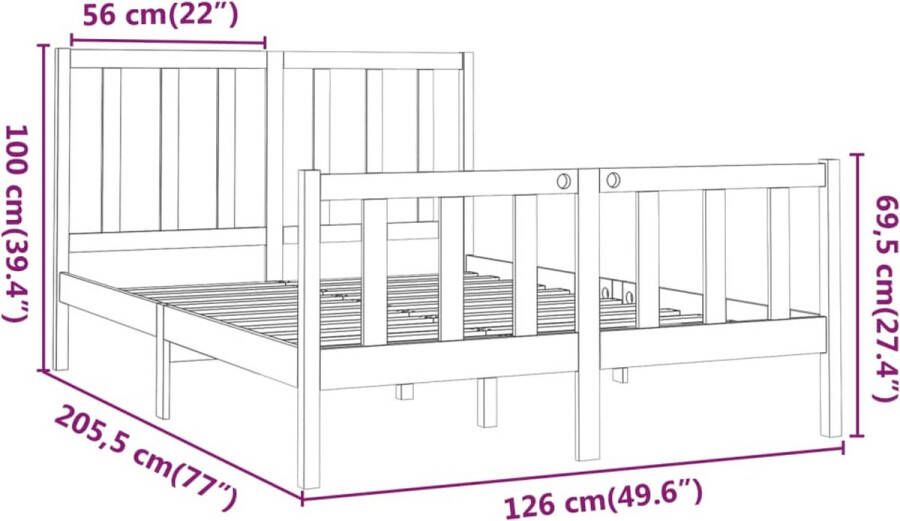 VidaXL -Bedframe-massief-grenenhout-zwart-120x200-cm - Foto 2