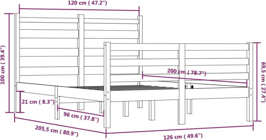 VidaXL -Bedframe-massief-grenenhout-zwart-120x200-cm - Foto 2