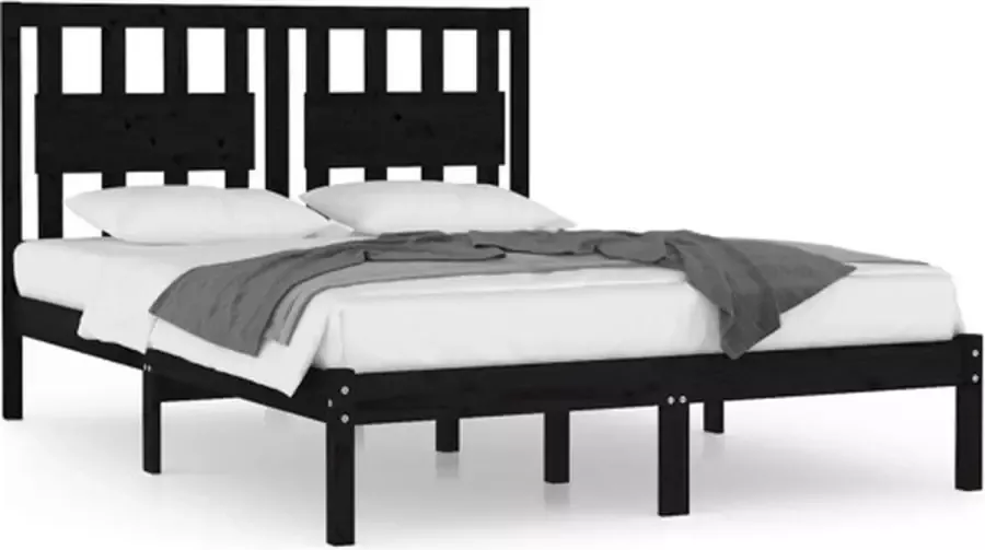 VidaXL -Bedframe-massief-grenenhout-zwart-120x200-cm - Foto 3