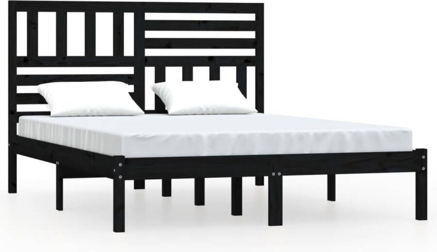 VidaXL -Bedframe-massief-grenenhout-zwart-120x200-cm