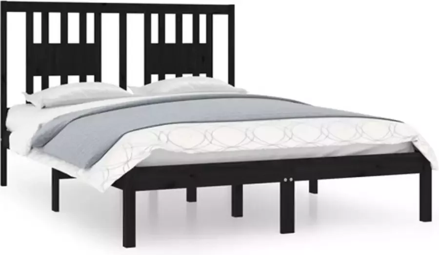 VidaXL -Bedframe-massief-grenenhout-zwart-120x200-cm - Foto 4