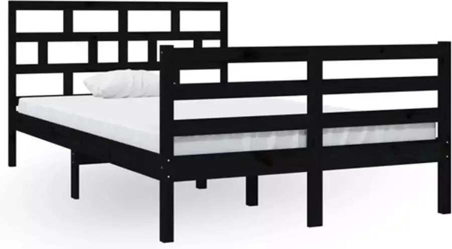 VidaXL -Bedframe-massief-grenenhout-zwart-120x200-cm - Foto 3