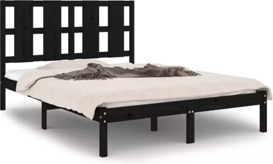 VidaXL -Bedframe-massief-grenenhout-zwart-120x200-cm - Foto 2