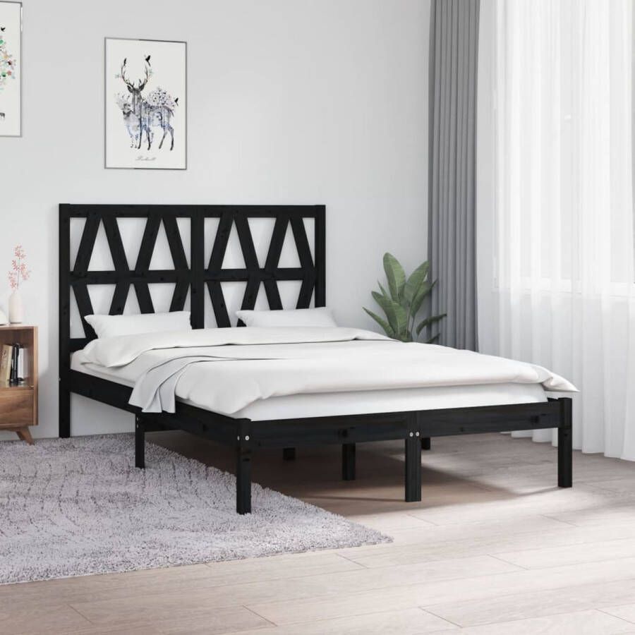 VidaXL -Bedframe-massief-grenenhout-zwart-120x200-cm