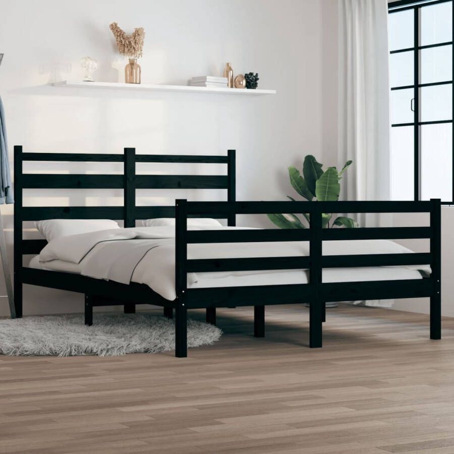 VidaXL -Bedframe-massief-grenenhout-zwart-120x200-cm