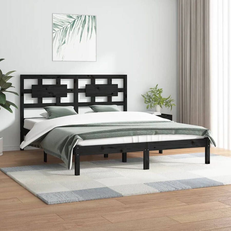 VidaXL -Bedframe-massief-grenenhout-zwart-120x200-cm