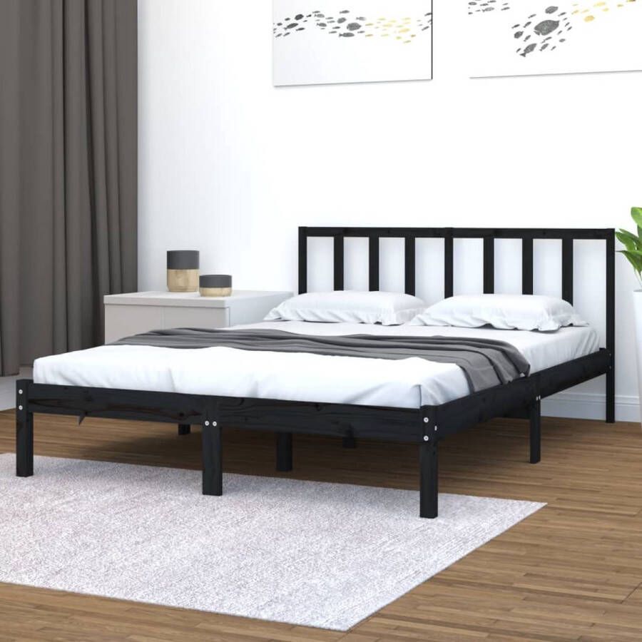 VidaXL -Bedframe-massief-grenenhout-zwart-120x200-cm