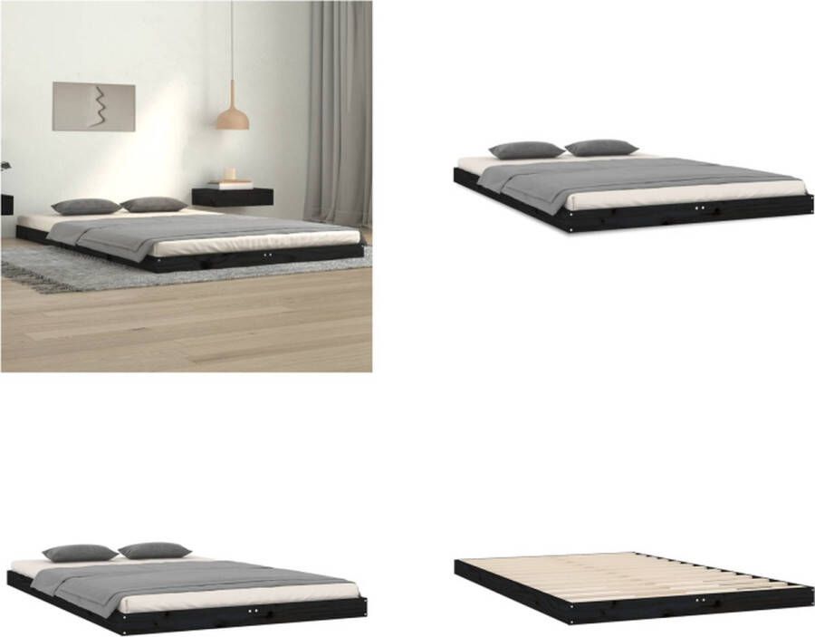 VidaXL Bedframe massief grenenhout zwart 120x200 cm Bedframe Bedframes Ledikant Ledikanten