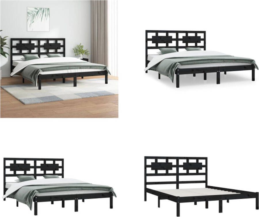 VidaXL Bedframe massief grenenhout zwart 120x200 cm Bedframe Bedframes Tweepersoonsbed Bed