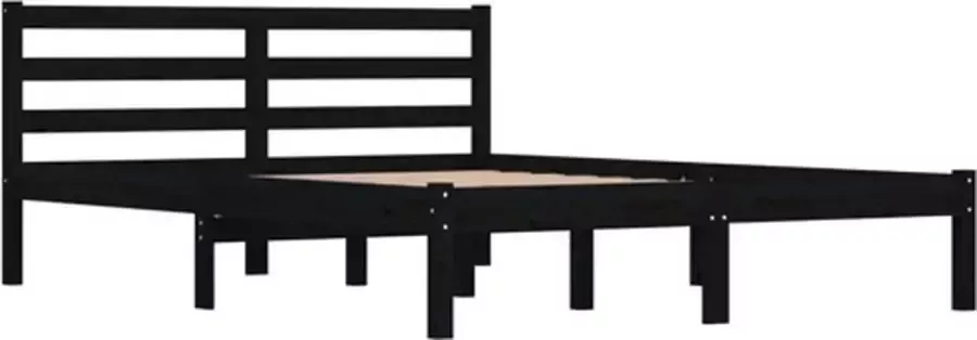 VidaXL -Bedframe-massief-grenenhout-zwart-135x190-cm-4FT6-Double - Foto 5