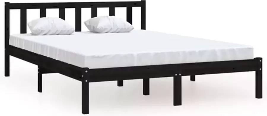 VidaXL -Bedframe-massief-grenenhout-zwart-135x190-cm-4FT6-Double - Foto 8