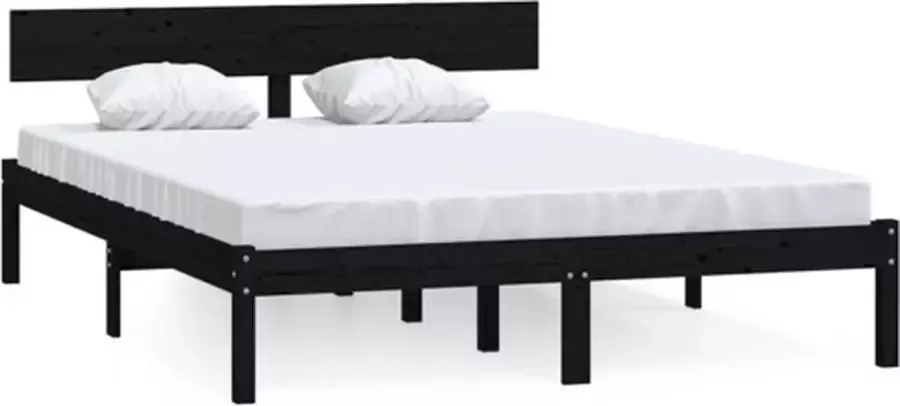VidaXL -Bedframe-massief-grenenhout-zwart-135x190-cm-UK-Double - Foto 4