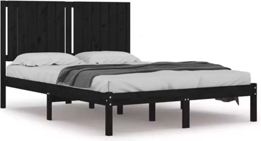 VidaXL -Bedframe-massief-grenenhout-zwart-140x190-cm - Foto 2