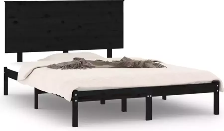 VidaXL -Bedframe-massief-grenenhout-zwart-140x190-cm - Foto 2