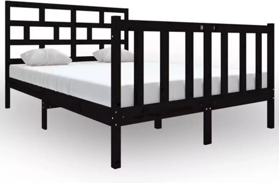 VidaXL -Bedframe-massief-grenenhout-zwart-140x190-cm - Foto 2