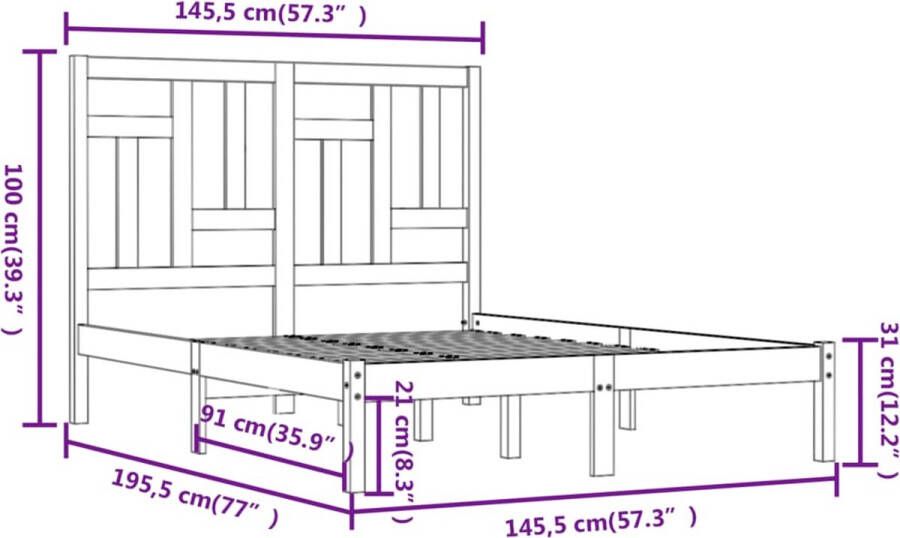 VidaXL -Bedframe-massief-grenenhout-zwart-140x190-cm - Foto 4