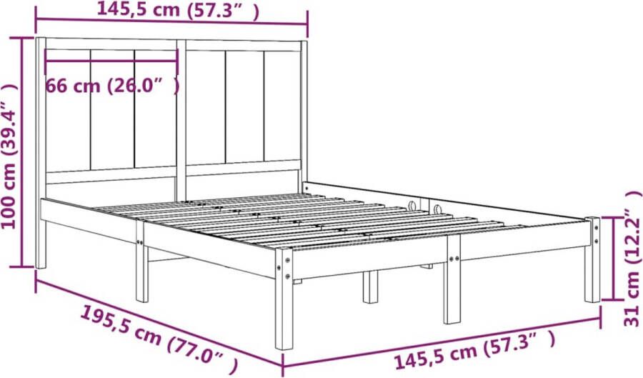 VidaXL -Bedframe-massief-grenenhout-zwart-140x190-cm - Foto 5