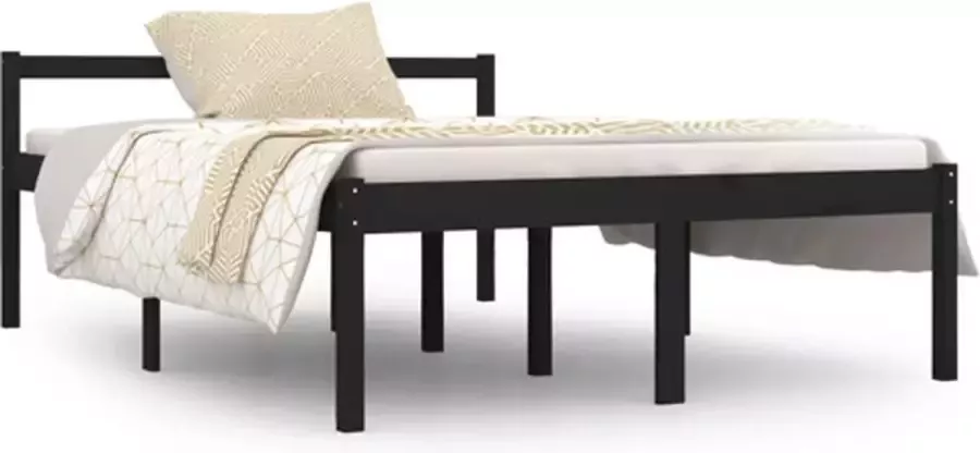 VidaXL -Seniorenbed-massief-grenenhout-zwart-140x190-cm - Foto 2