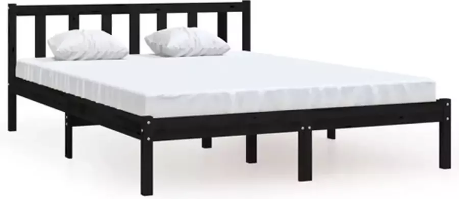 VidaXL -Bedframe-massief-grenenhout-zwart-140x190-cm - Foto 4