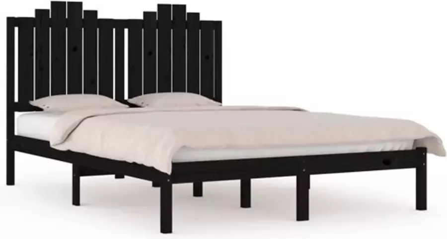 VidaXL -Bedframe-massief-grenenhout-zwart-140x200-cm - Foto 2