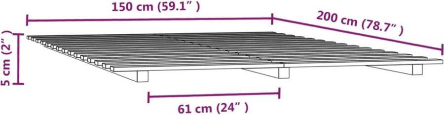 VidaXL -Bedframe-massief-grenenhout-zwart-150x200-cm - Foto 2