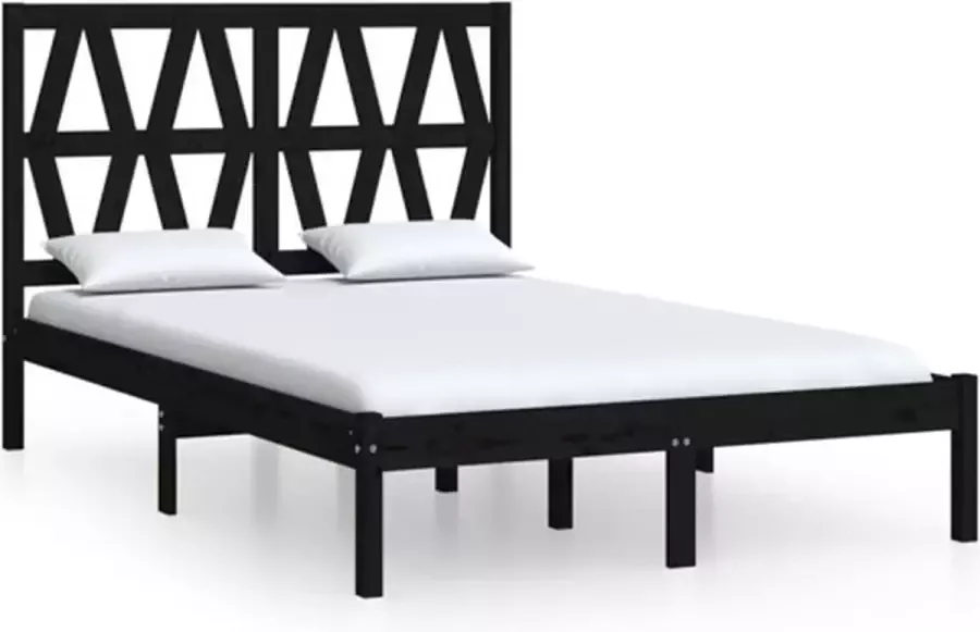 VidaXL -Bedframe-massief-grenenhout-zwart-150x200-cm-5FT-King-Size - Foto 3