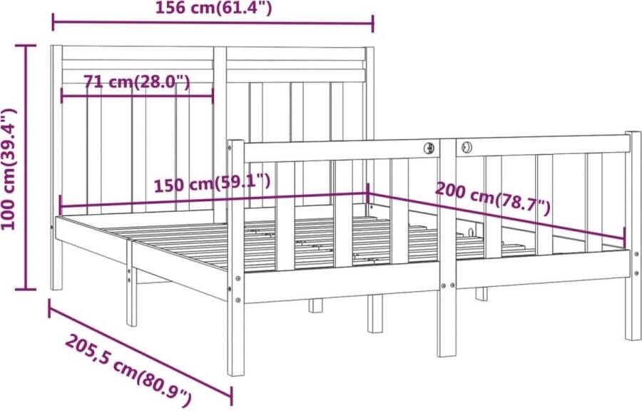 VidaXL -Bedframe-massief-grenenhout-zwart-150x200-cm-5FT-king-size - Foto 3