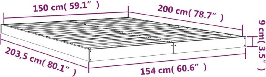 VidaXL -Bedframe-massief-grenenhout-zwart-150x200-cm-5FT-King-Size - Foto 2