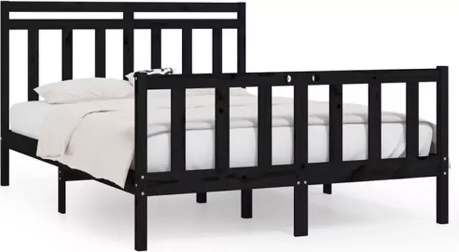 VidaXL -Bedframe-massief-grenenhout-zwart-150x200-cm-5FT-king-size - Foto 5