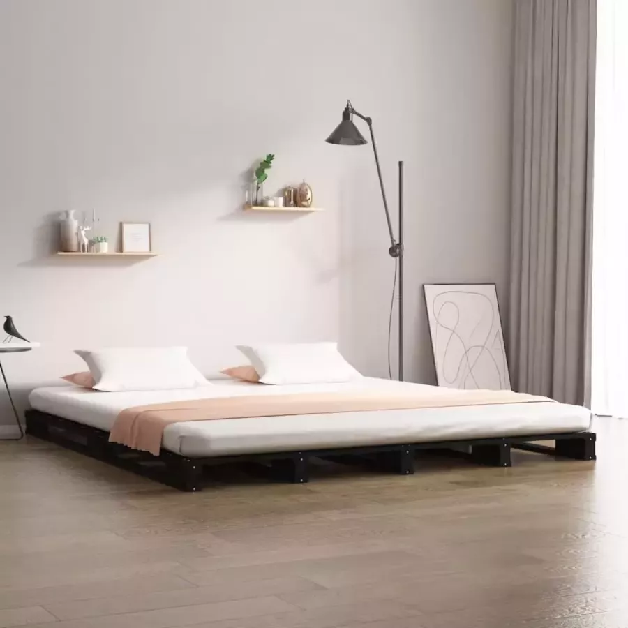 VidaXL -Palletbed-massief-grenenhout-zwart-150x200-cm-5FT-King-Size