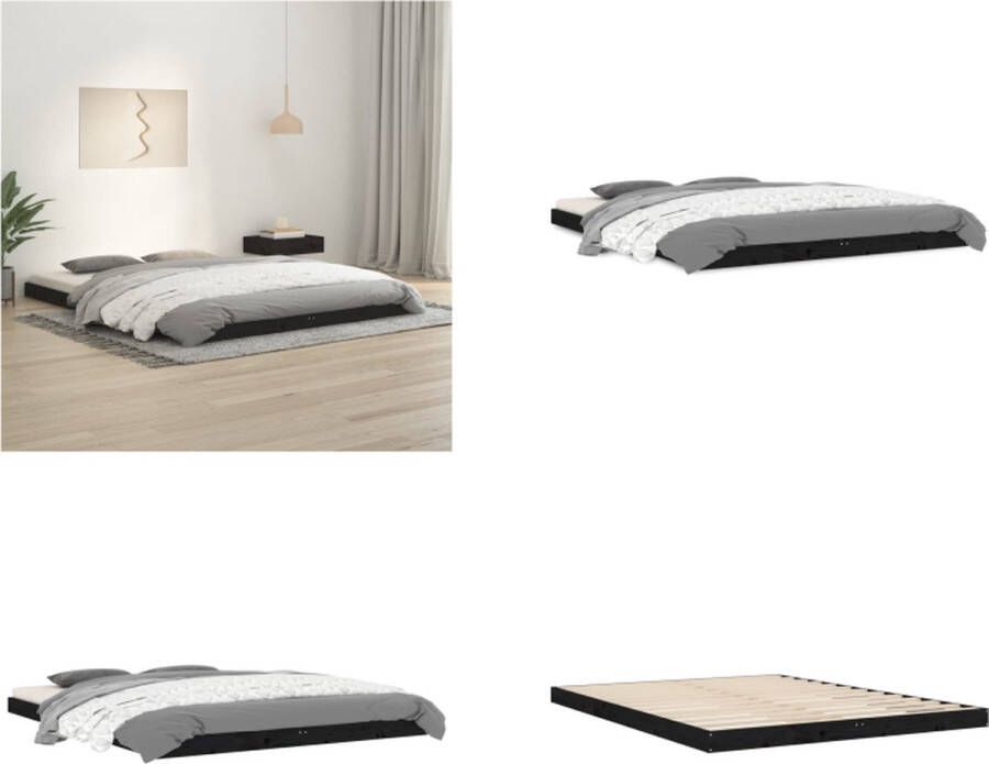 VidaXL Bedframe massief grenenhout zwart 150x200 cm 5FT King Size Bedframe Bedframes Ledikant Ledikanten