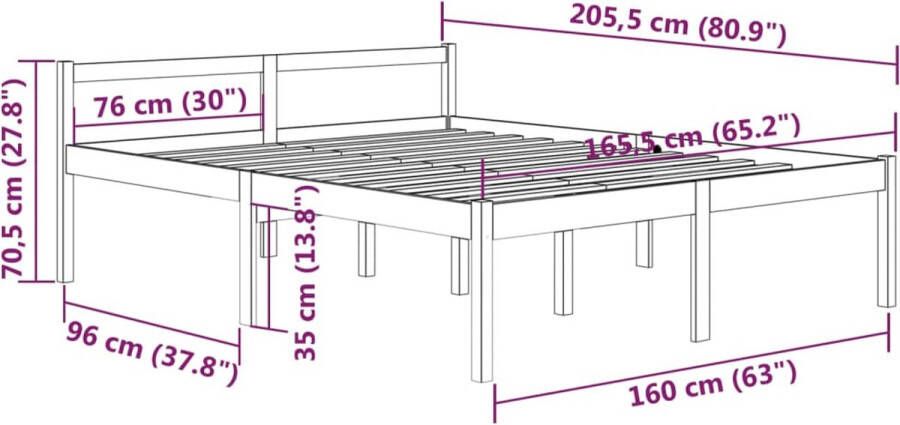 VidaXL -Seniorenbed-massief-grenenhout-zwart-160x200-cm - Foto 2