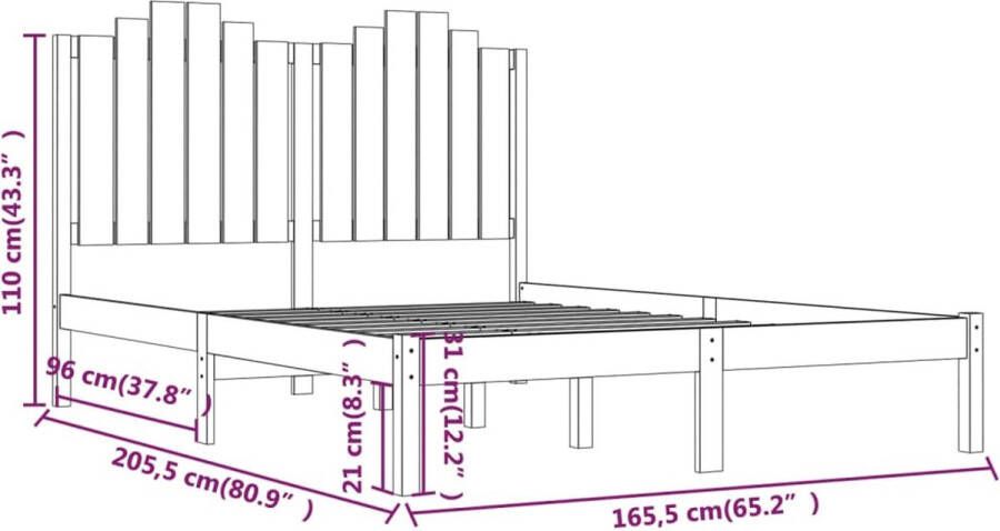 VidaXL -Bedframe-massief-grenenhout-zwart-160x200-cm