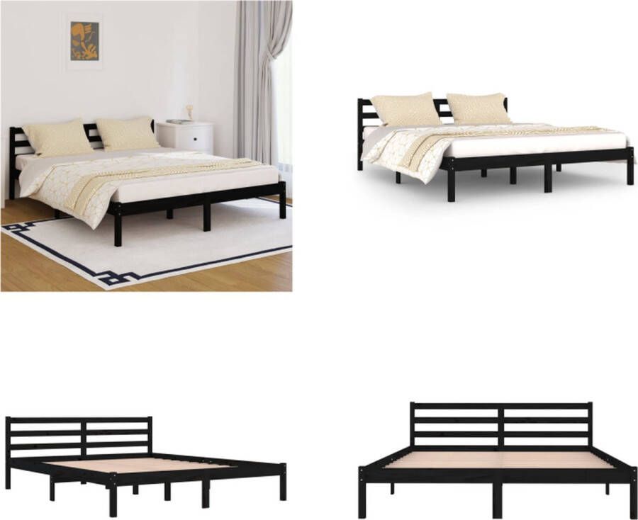 VidaXL Bedframe massief grenenhout zwart 160x200 cm Bedframe Bedframes Bed Bedbodem