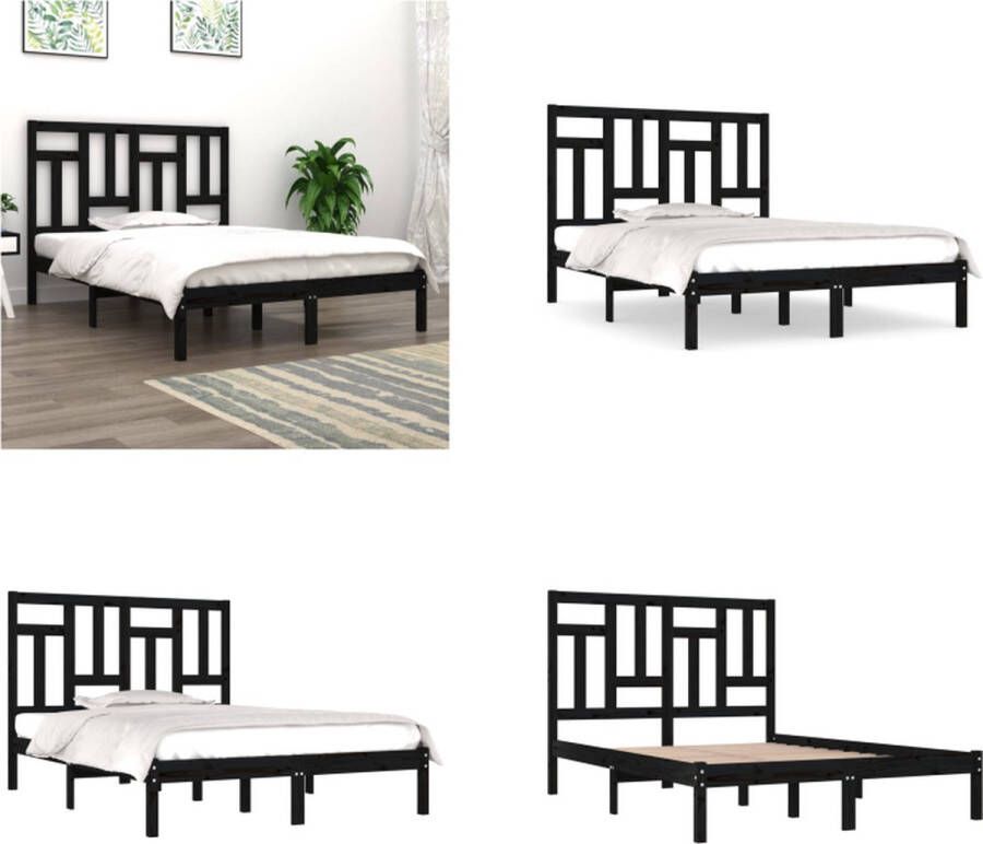 VidaXL Bedframe massief grenenhout zwart 160x200 cm Bedframe Bedframes Bed Bedbodem
