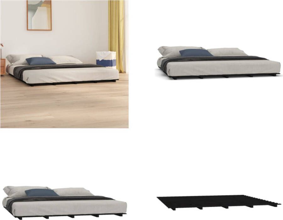 VidaXL Bedframe massief grenenhout zwart 160x200 cm Bedframe Bedframes Bed Bedbodem