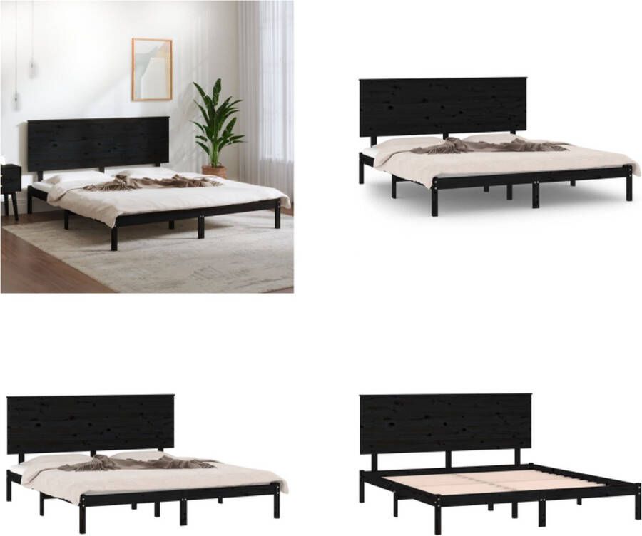 VidaXL Bedframe massief grenenhout zwart 160x200 cm Bedframe Bedframes Bed Bedbodem