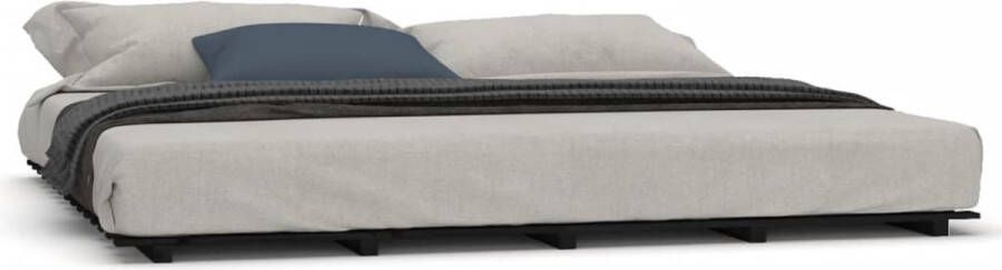 VidaXL -Bedframe-massief-grenenhout-zwart-180x200-cm