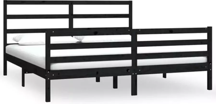 VidaXL -Bedframe-massief-grenenhout-zwart-180x200-cm-6FT-Super-King - Foto 2