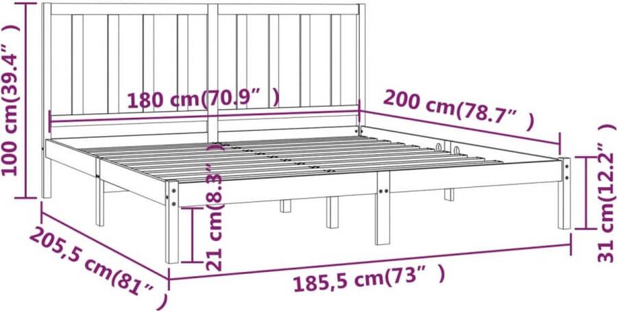 VidaXL -Bedframe-massief-grenenhout-zwart-180x200-cm-6FT-Super-King - Foto 2