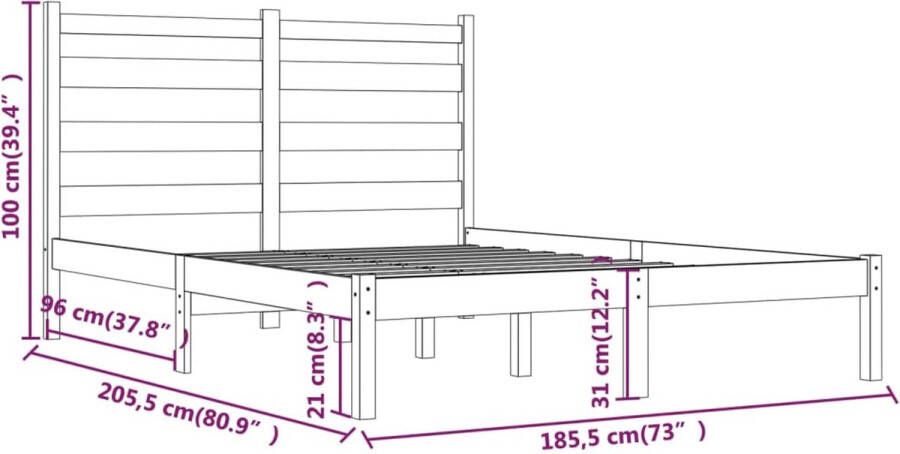 VidaXL -Bedframe-massief-grenenhout-zwart-180x200-cm-6FT-Super-King - Foto 2