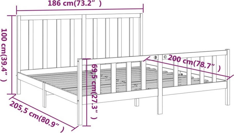 VidaXL -Bedframe-massief-grenenhout-zwart-180x200-cm-6FT-Super-King - Foto 2