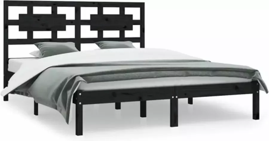 VidaXL -Bedframe-massief-grenenhout-zwart-180x200-cm-6FT-Super-King - Foto 2