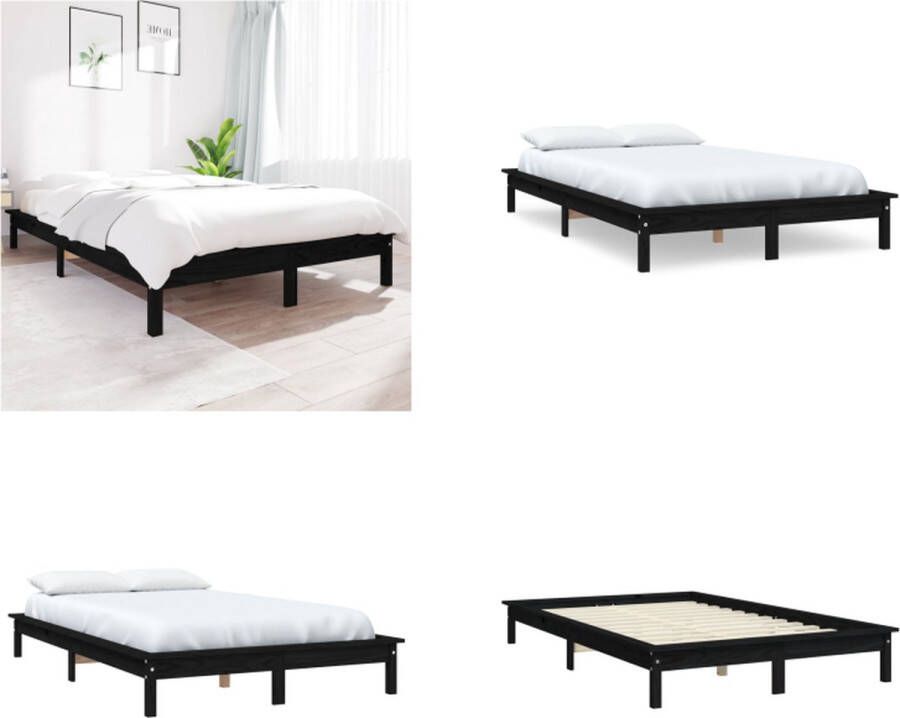 VidaXL Bedframe massief grenenhout zwart 180x200 cm 6FT Super King Bedframe Bedframes Bed Bedbodem - Foto 3